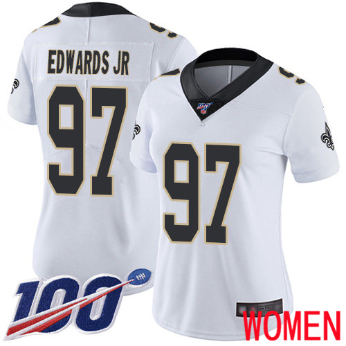 New Orleans Saints Limited White Women Mario Edwards Jr Road Jersey NFL Football 97 100th Season Vapor Untouchable Jersey
